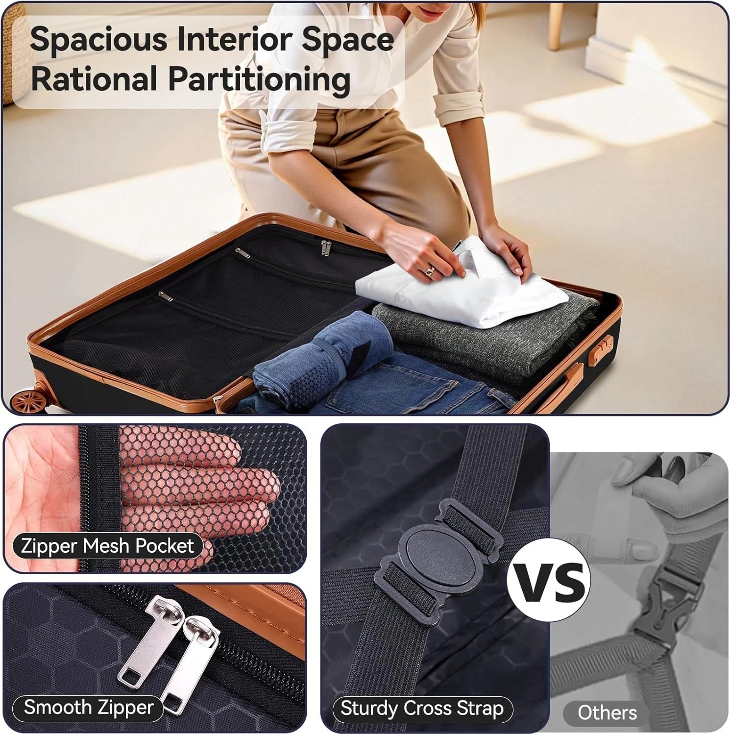 VALLSERO Reisekoffer Stylishes & Praktisches 6-teiliges Gepäckset (28”/24”/20”koffer,12” kosmetikkoffer,Reisetasche,Waschbeutel)- Perfekt für Reisen - Image 3