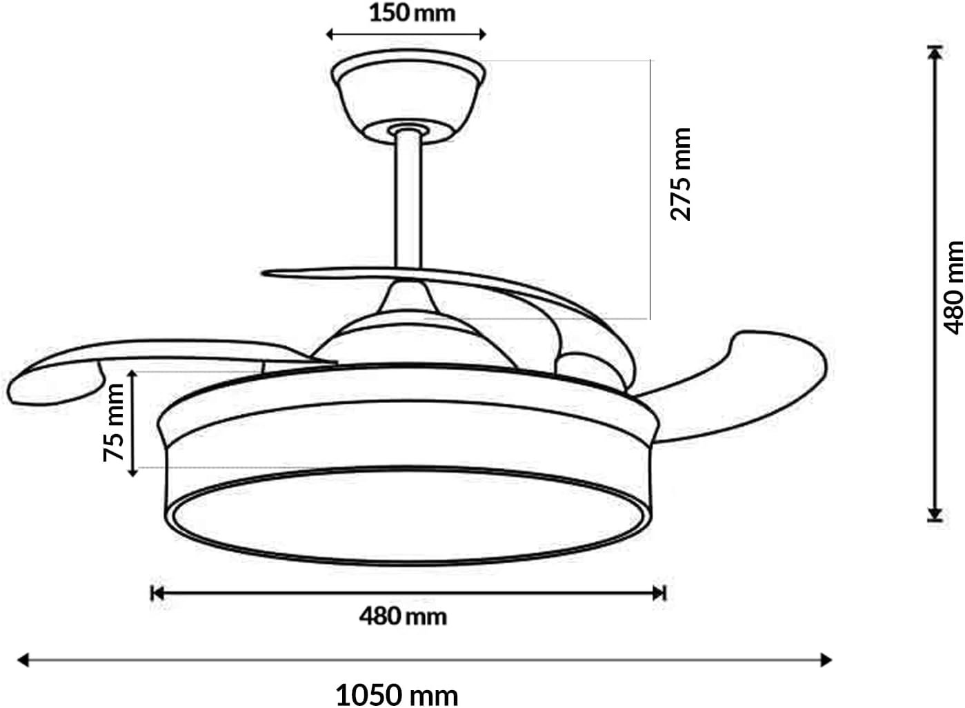 Ventilador de Techo LED Blanco "Olga" con Aspas Retráctiles | Motor DC Silencioso, 6 Velocidades, Luz CCT Regulable y Mando a Distancia - Imagen 2